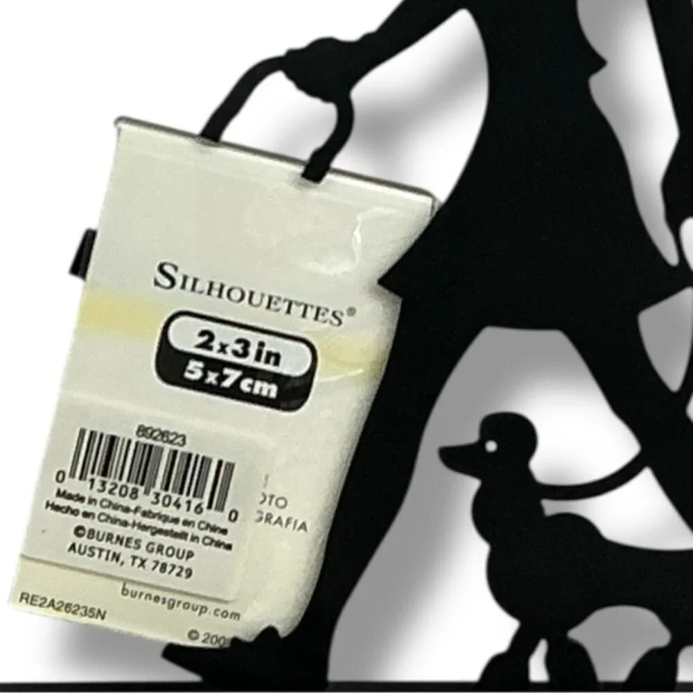 Silhouette Black Metal Dog Walker Picture Frame Matte Black Finish 6.75 Tall